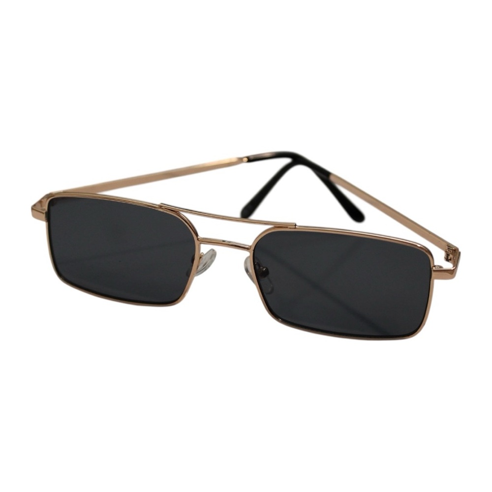 Stylish Gold and Black Rectangular Sunglasses‎